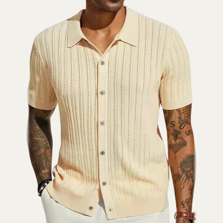 The Trapani Men’s Casual Knit Button Down Polo Shirt