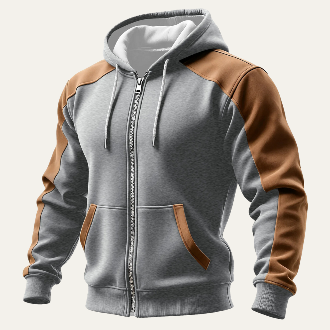 The Vernazza Men's Casual Color Blocked Zipper Pocket Hooded Jacket