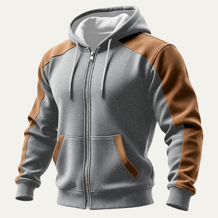 The Vernazza Men's Casual Color Blocked Zipper Pocket Hooded Jacket