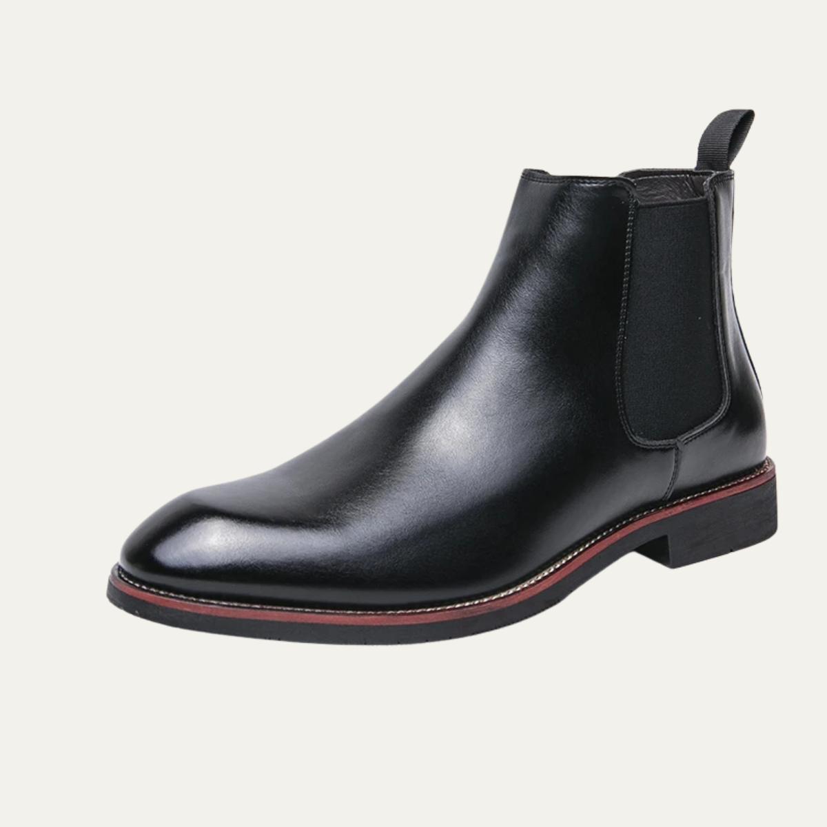 The Geneva Men’s Classic Leather Chelsea Boots with Rubber Sole – Black
