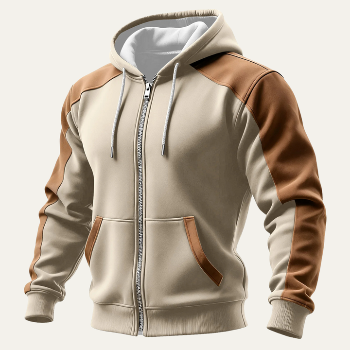 The Vernazza Men's Casual Color Blocked Zipper Pocket Hooded Jacket