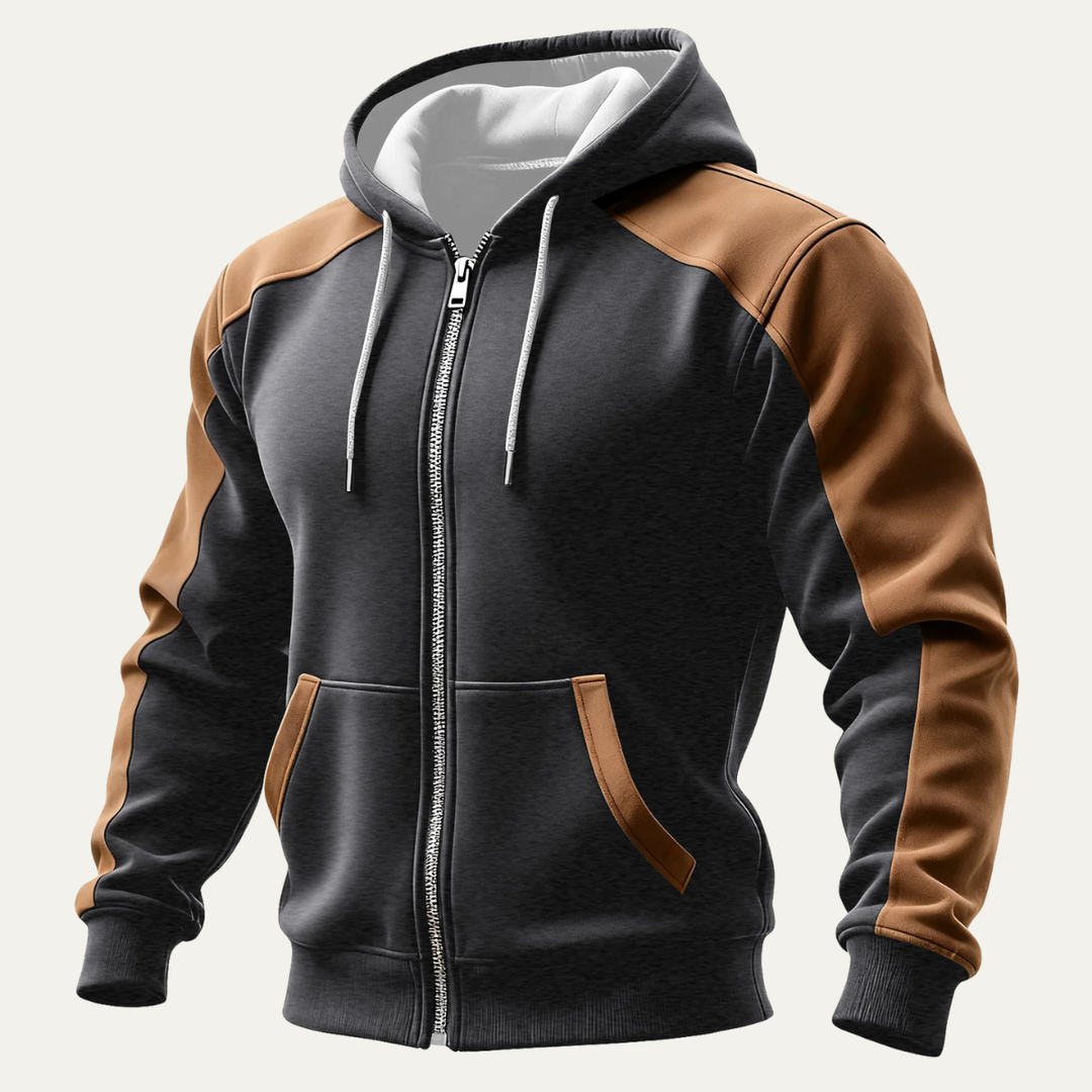 The Vernazza Men's Casual Color Blocked Zipper Pocket Hooded Jacket