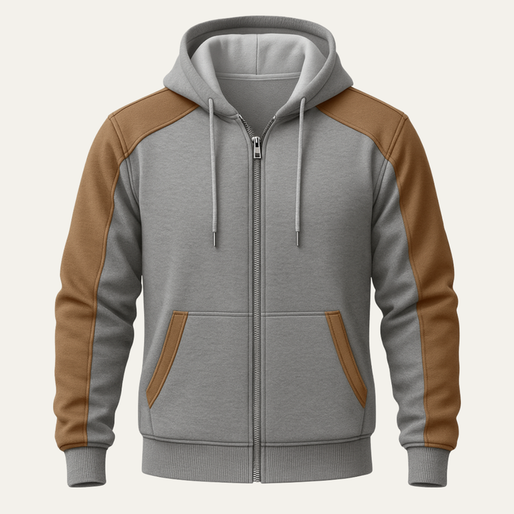 The Vernazza Men's Casual Color Blocked Zipper Pocket Hooded Jacket