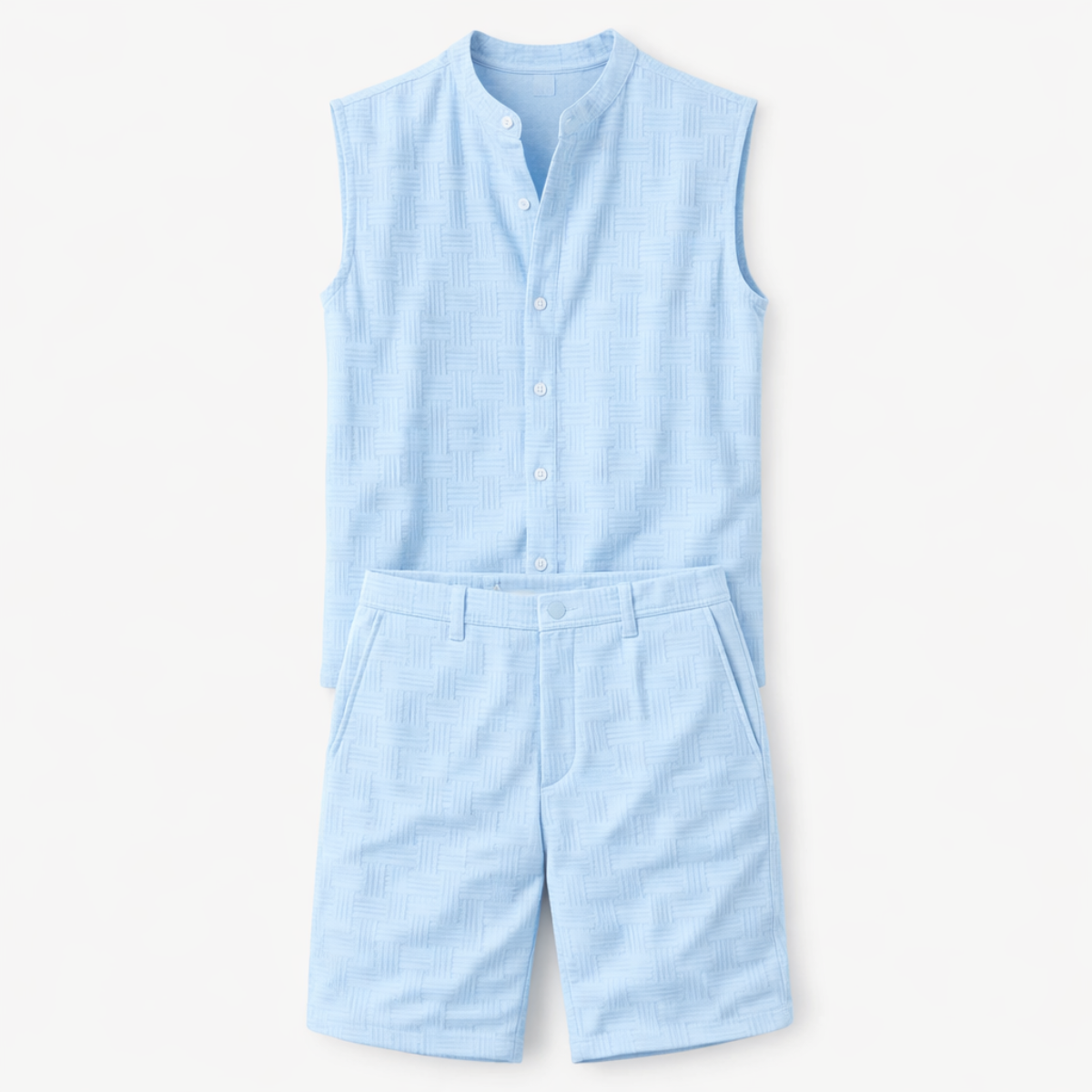 The Ironbridge Men’s Summer Sleeveless Button Up Shirt &amp; Shorts Set