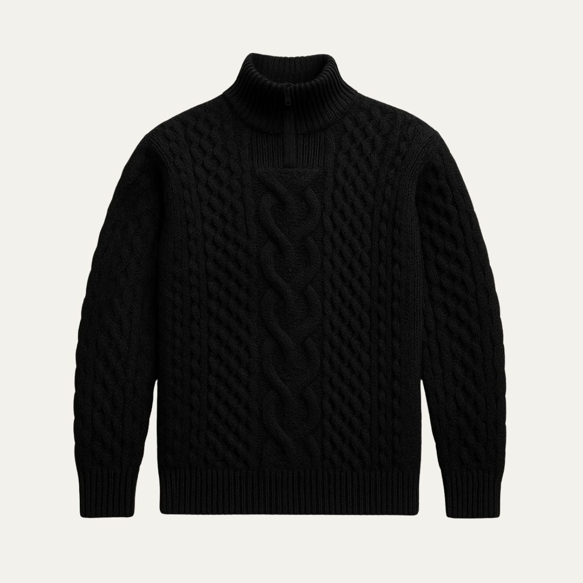The Dublin Quarter Zip Wool Cable Knit Sweater for Men