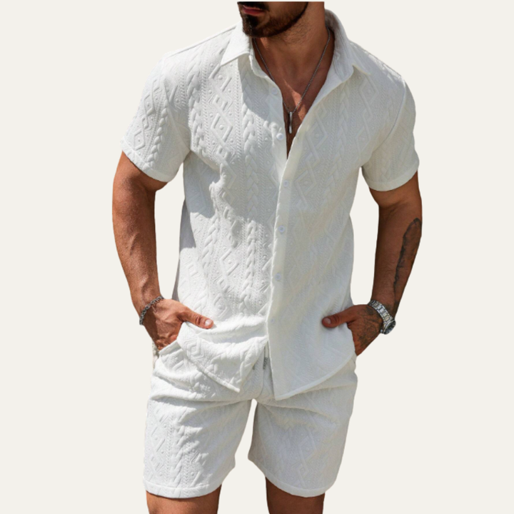 The Willowgate Ridge Men’s Knitted Summer Co Ord Set Shirt & Shorts