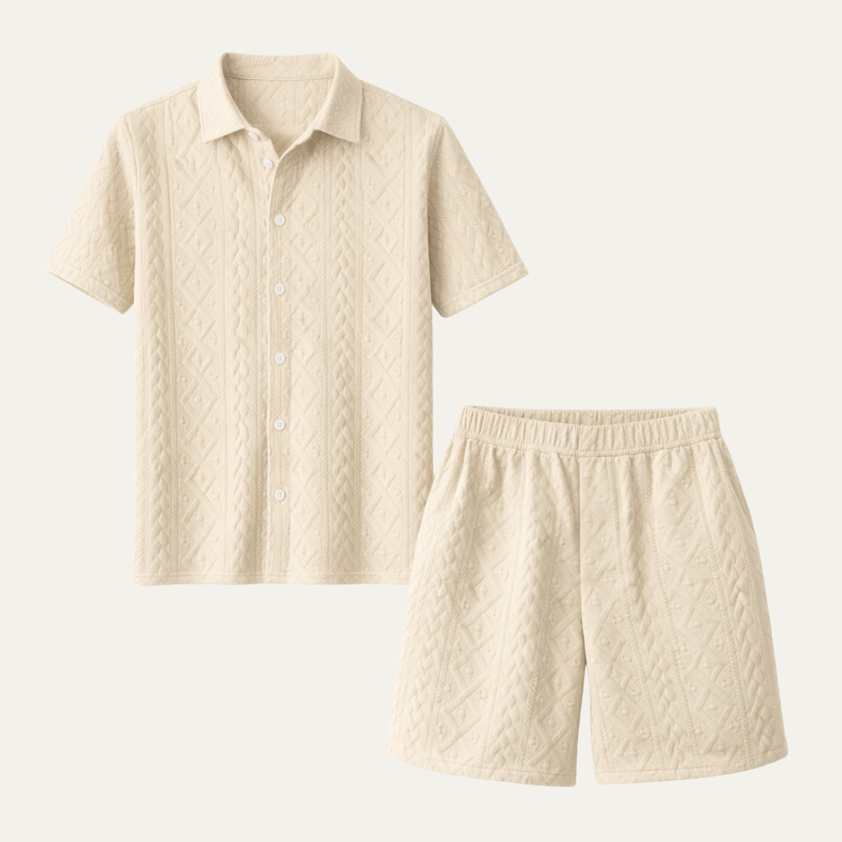 The Pinecrest Park Men’s Textured Casual Summer Set – Shirt &amp; Shorts Set