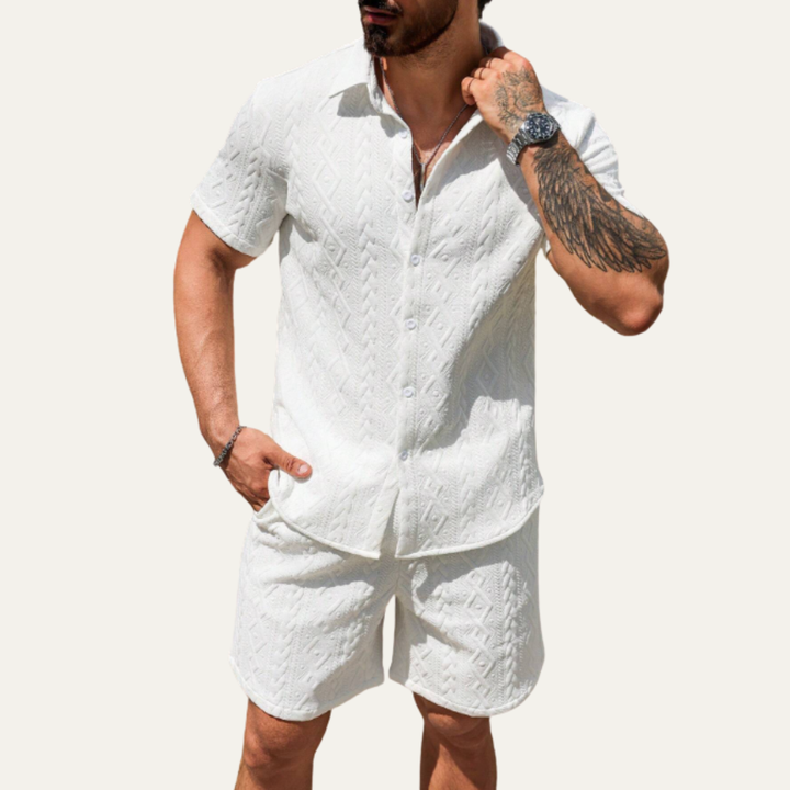 The Willowgate Ridge Men’s Knitted Summer Co Ord Set Shirt & Shorts