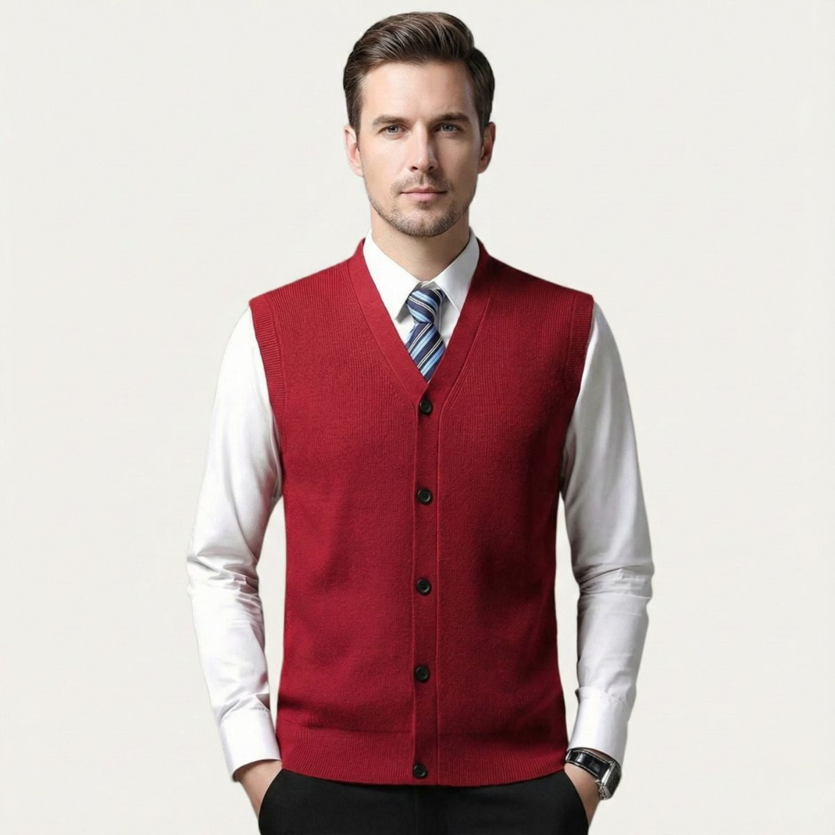 The Castellammare Men’s Smart Button Knit Waistcoat Sweater Vest