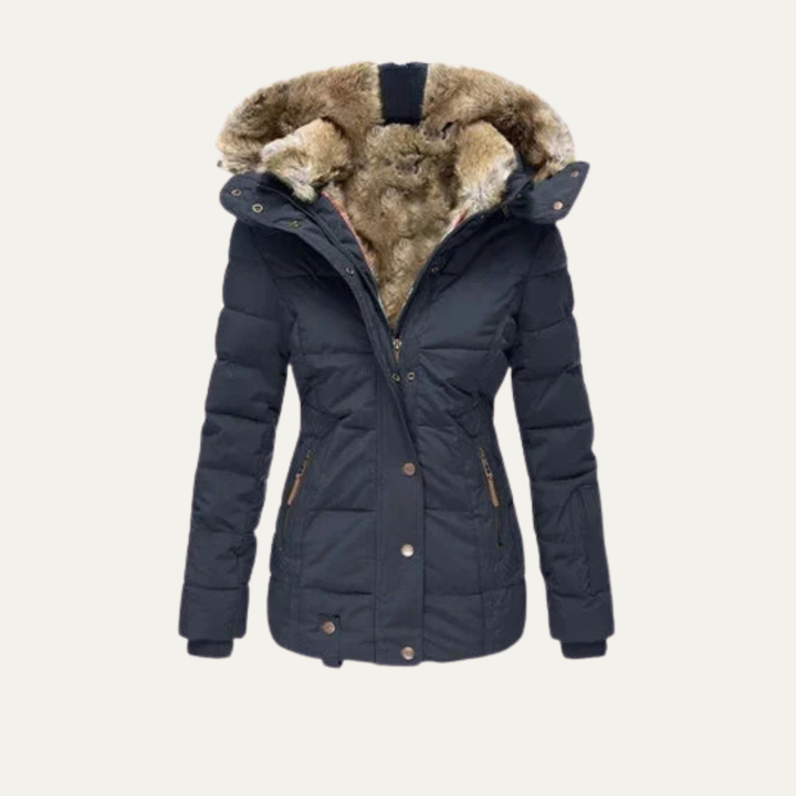 Women's Faux Fur Hooded Winter Jacket – Warm Quilted Puffer Coat