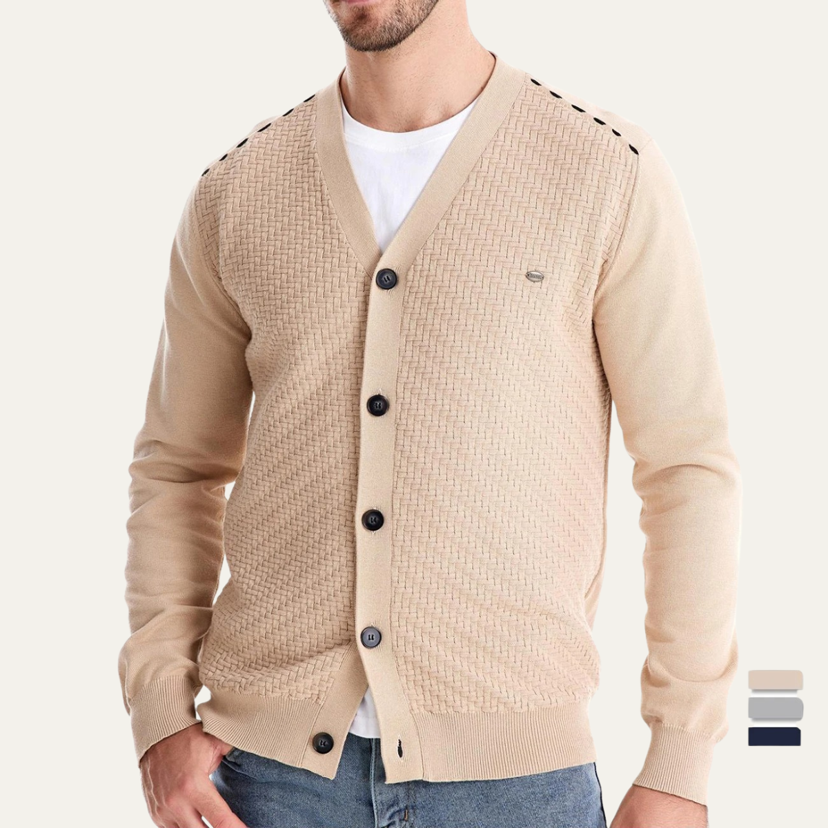 The Dulwich Men’s Casual V Neck Button Front Knit Cardigan