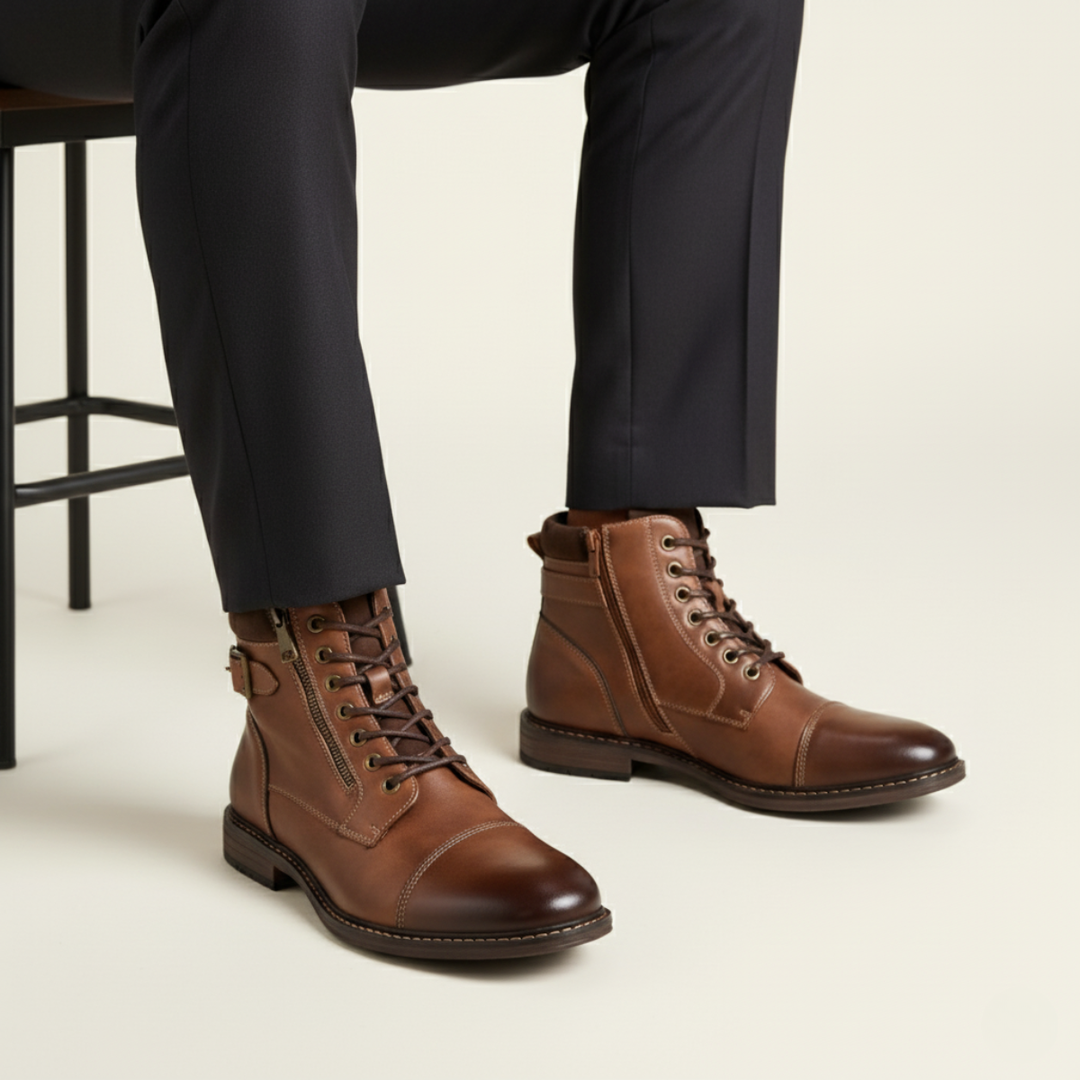 The Brescia Men’s Casual Vintage Faux Leather Ankle Boots
