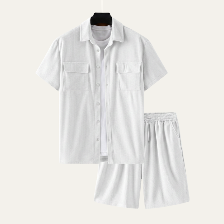 The Ridgecrest Park Men’s Corduroy Casual Summer Set – Shirt & Shorts