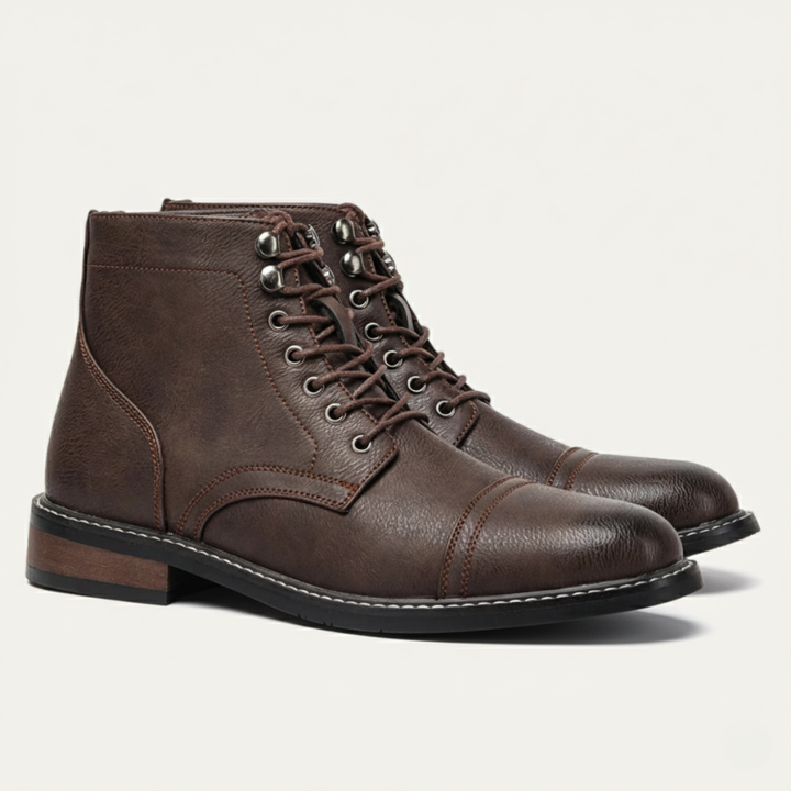 The Porto Cervo Men’s Durable  Faux Leather Lace Up Ankle Boots