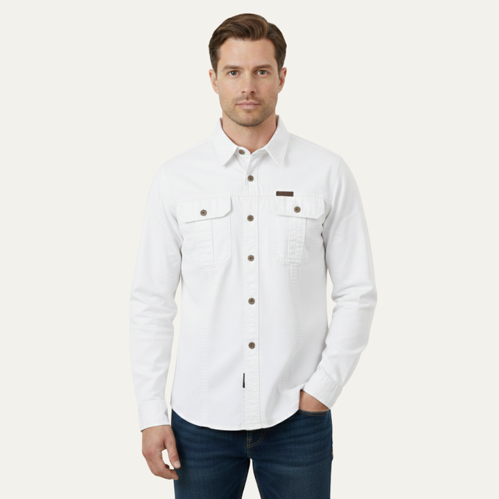 The Ashton Ridge Men’s Solid Color Multi Pocket Cargo Shirt