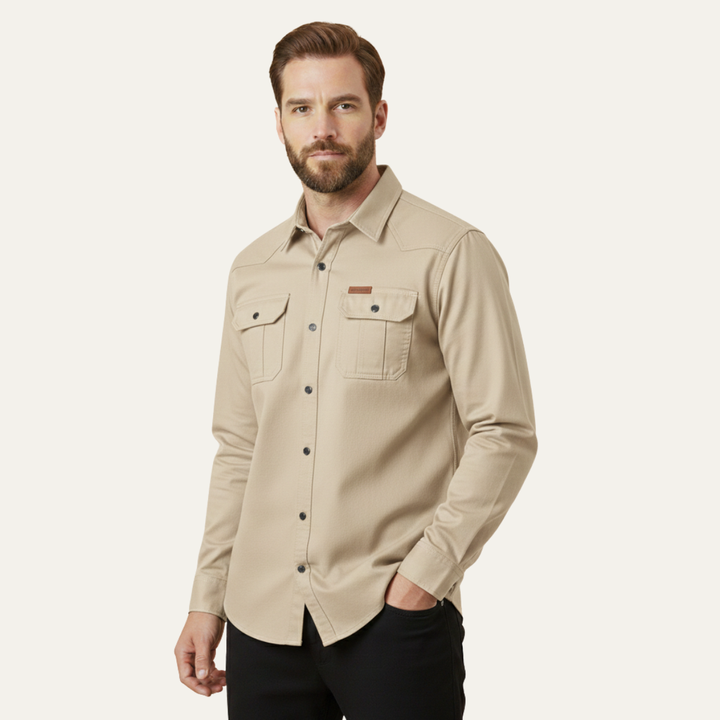 The Cedarfield Men’s Solid Color Multi Pocket Soft Cargo Shirt