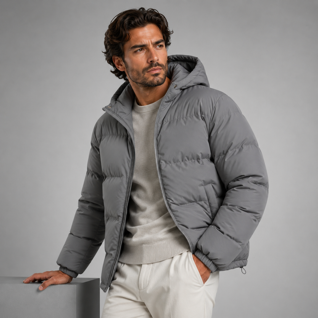 Men's Hooded Puffer Jacket - Waterproof Down Winter Coat