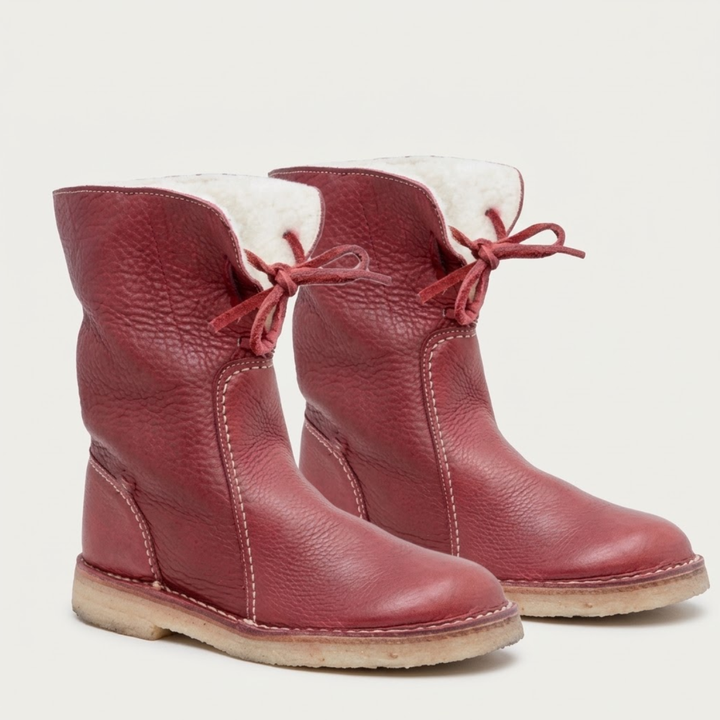 Women's Black Leather Waterproof Winter Boots