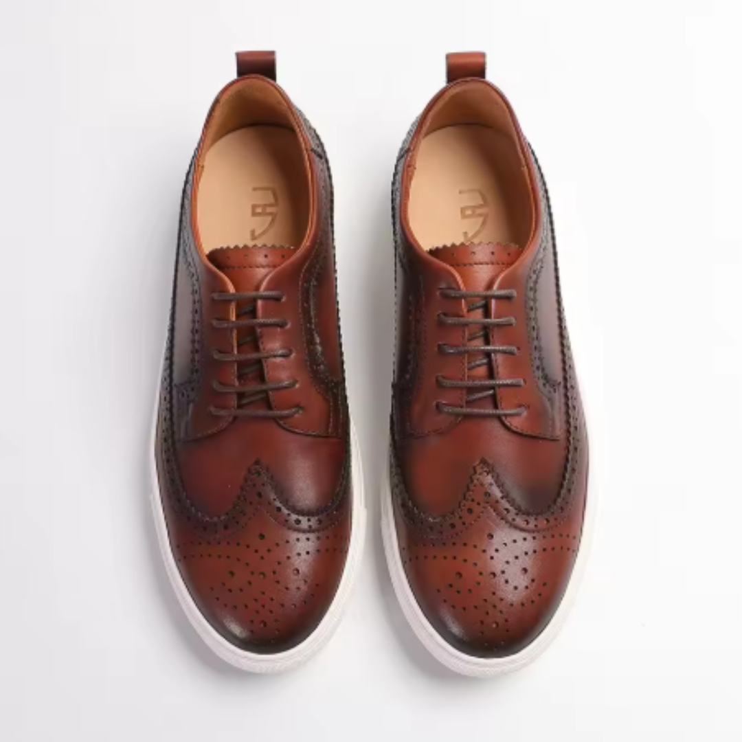 The Barcelona Men’s Cowhide Leather Brogue Sneakers