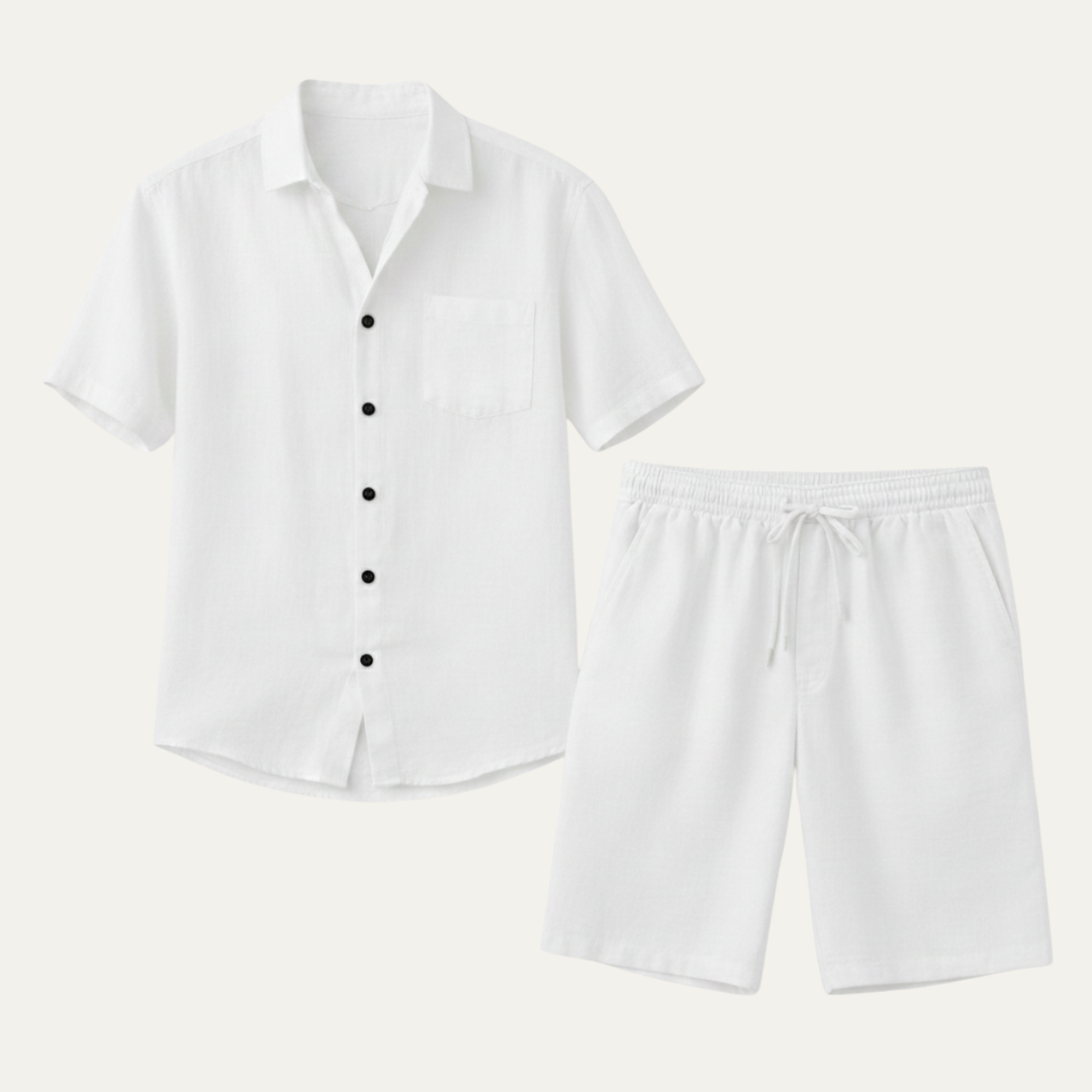 The Glenhill Men’s Lightweight Summer Linen Set –Shirt & Shorts