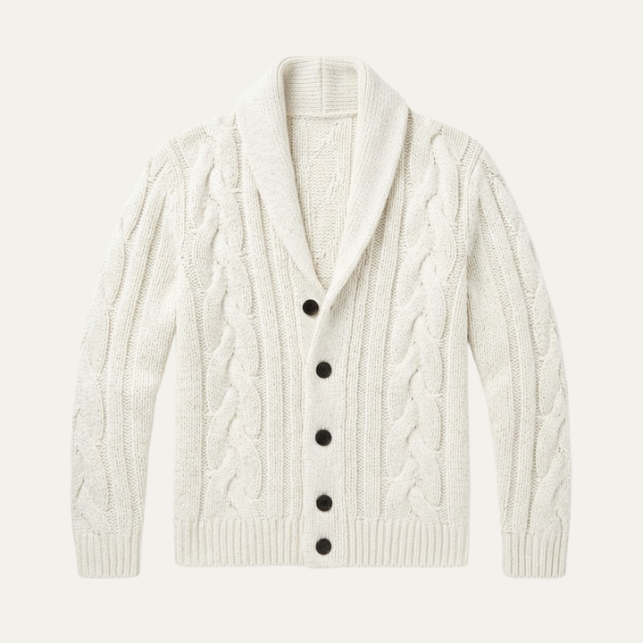 The Rome Men’s Casual Button Up Cable Knit Shawl Collar Cardigan