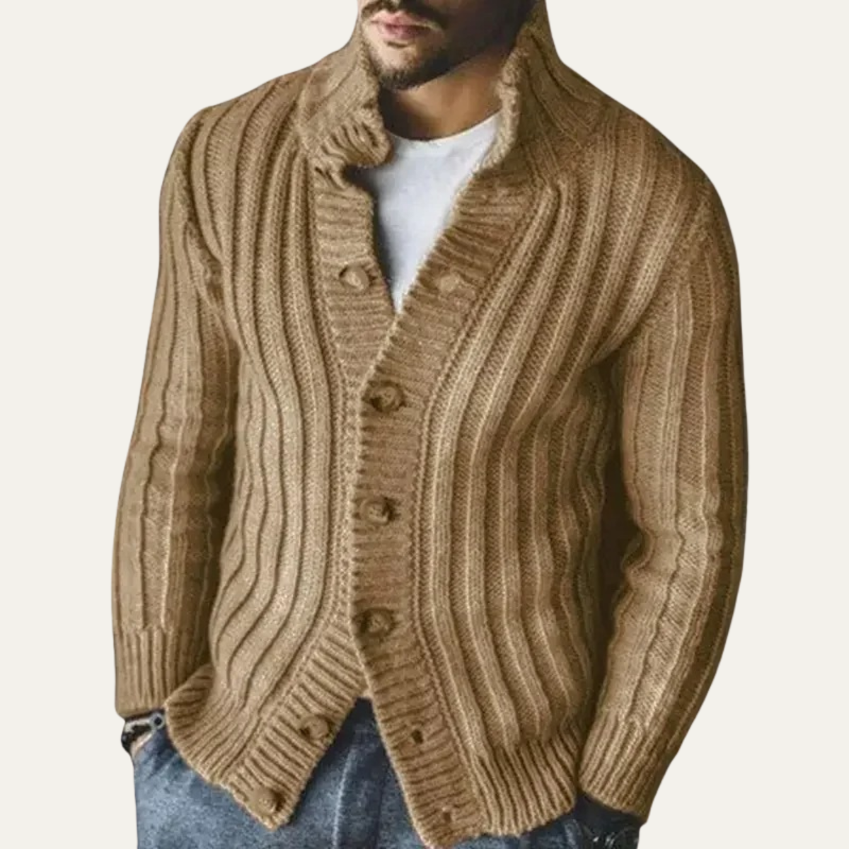 The Newport Men’s Warm Knit Crew Neck Cardigan