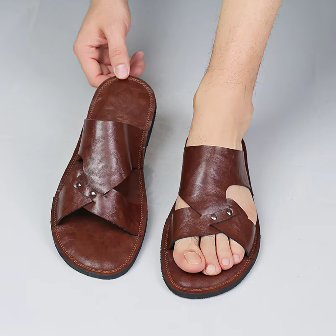 The Greenwich Men’s Leather Comfort Slide Sandals