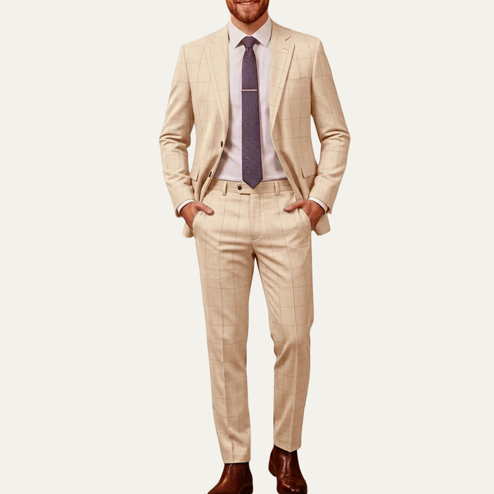 The Beverly Grove Men’s Plaid Business Wedding Suit
