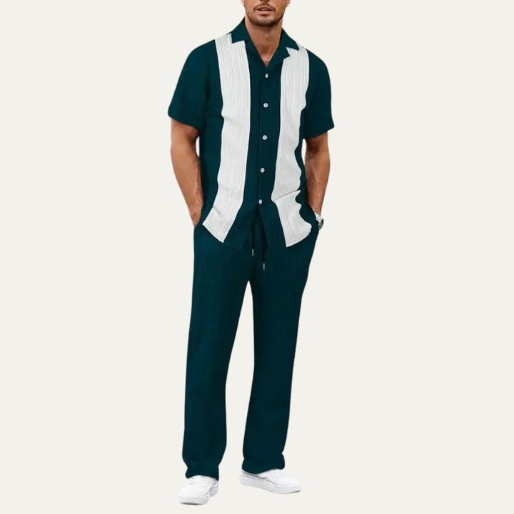 The Chianti Men’s Trendy Striped 2 Piece Outfit Set – Shirt and Pants