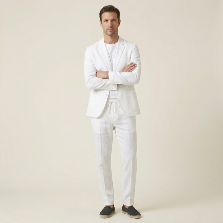 The Vipiteno Men’s Cotton Linen Two Piece Suit Set – Casual Blazer and Pants