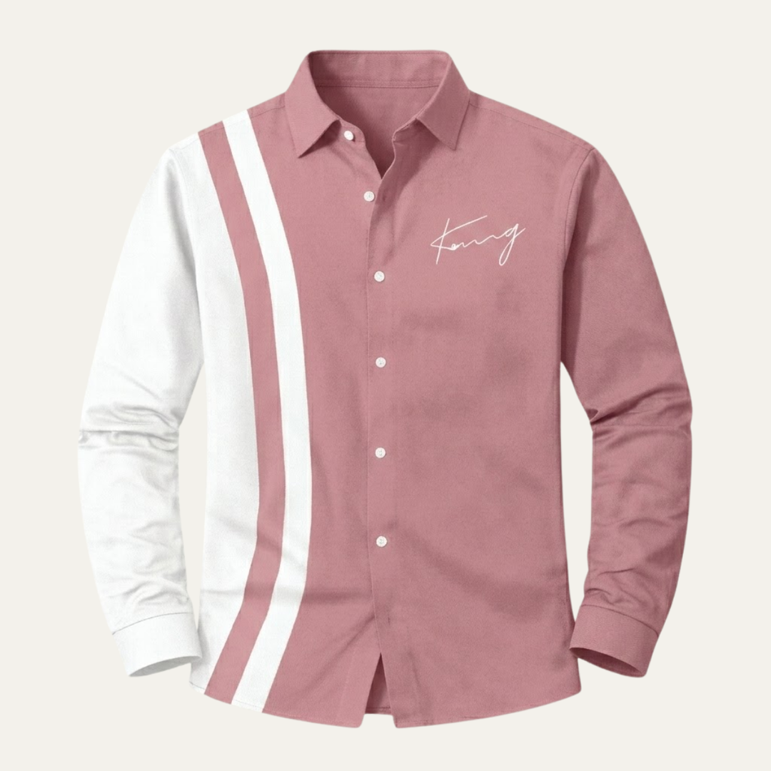 The Manarola Men’s Casual Color Block Striped Dress Shirt