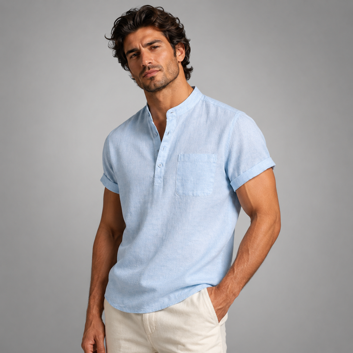 The Navigli Men’s Breathable Henley Linen Shirt