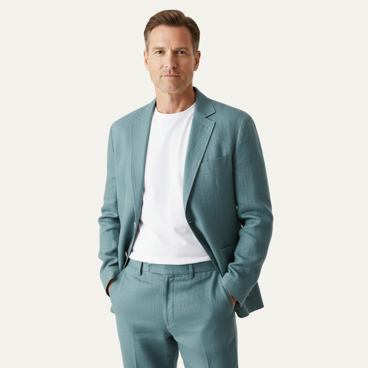 The Elmstead Men’s Men’s Solid Color Casual Linen Blazer
