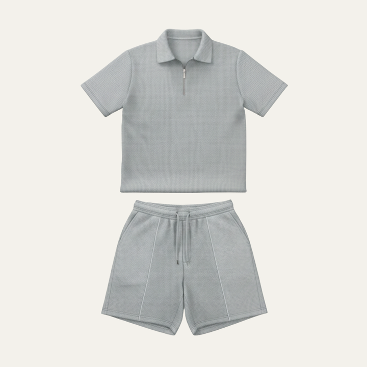 The Oakfield Park Men’s Solid Color Casual Summer Set – Shirt & Shorts Set
