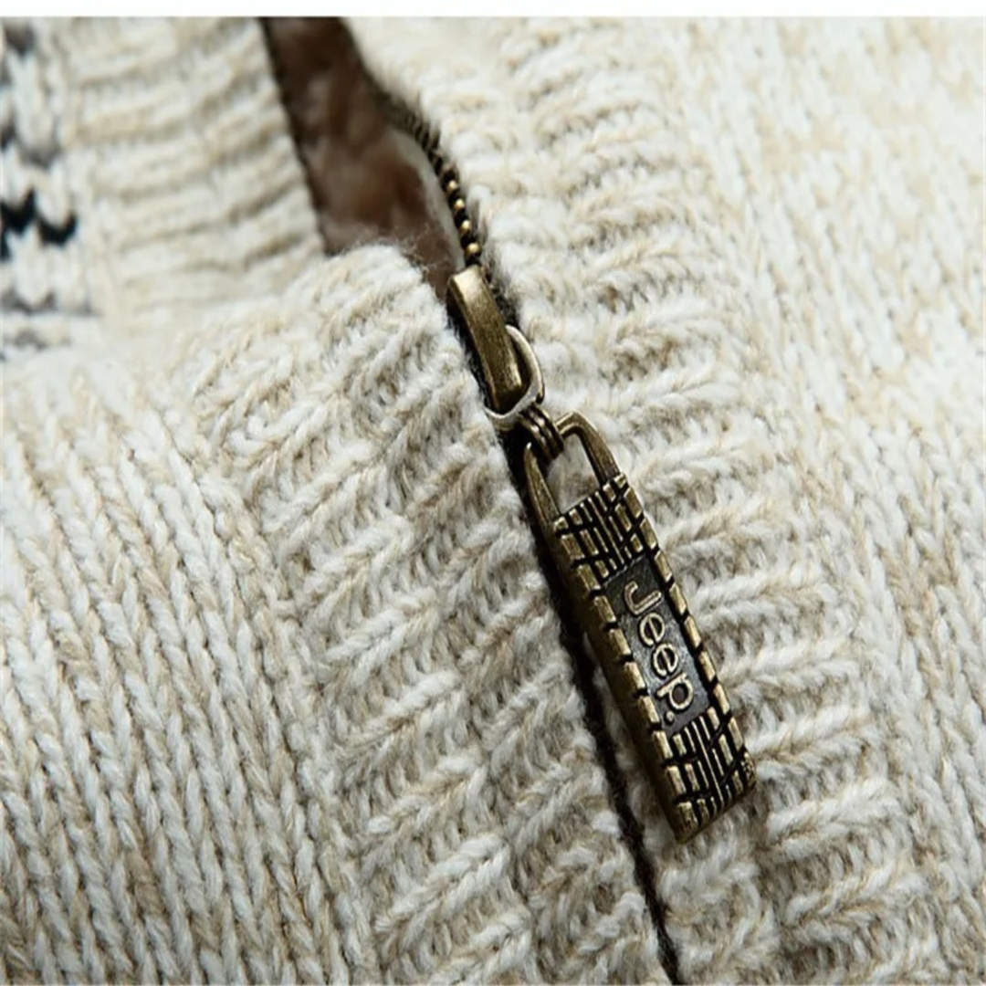 The Porto Azzurro Men’s Knit Zip Up Jacket with Nordic Pattern