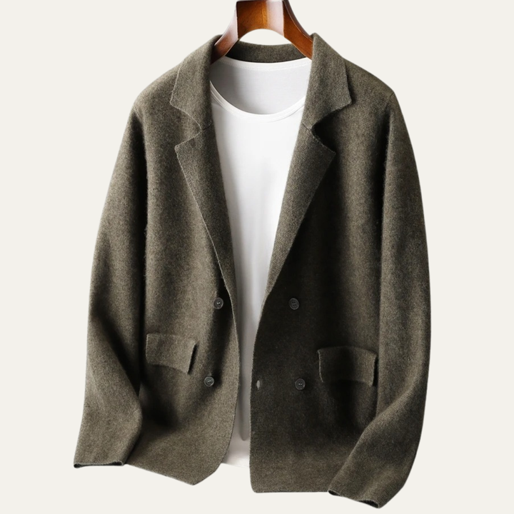 The Roero Men’s Cashmere Suit Collar Blazer Cardigan with Pockets