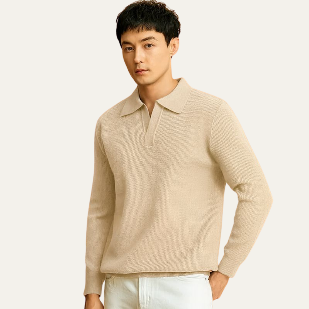 The Moncalvo Men’s Cashmere Knit Shirt Collar Sweater