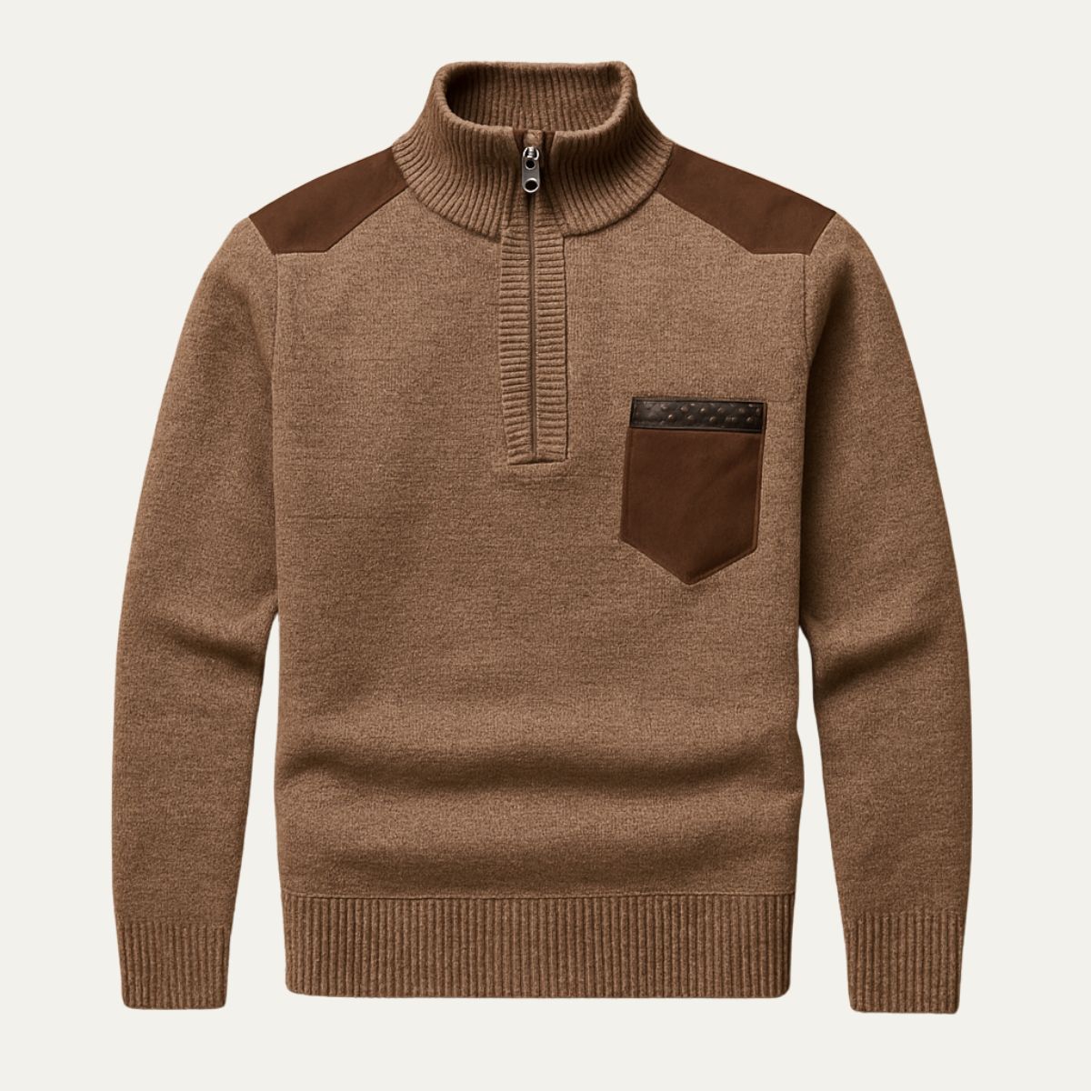 The Garrick Patchwork Half-Zip Sweater for Men