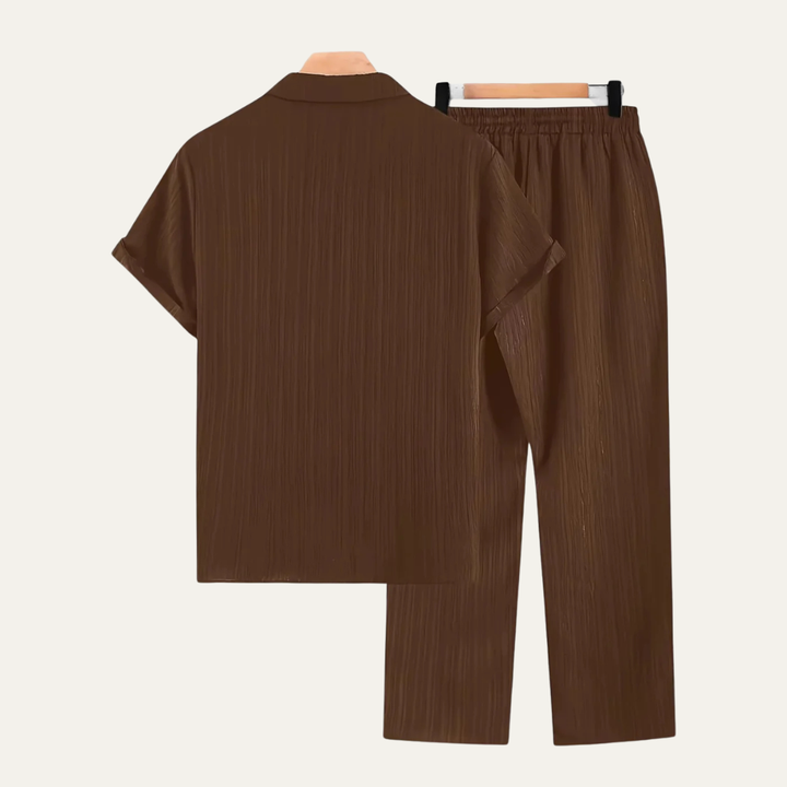 The Dervio Men’s Two Piece Set – Lightweight Button-Up Shirt & Relaxed Pants