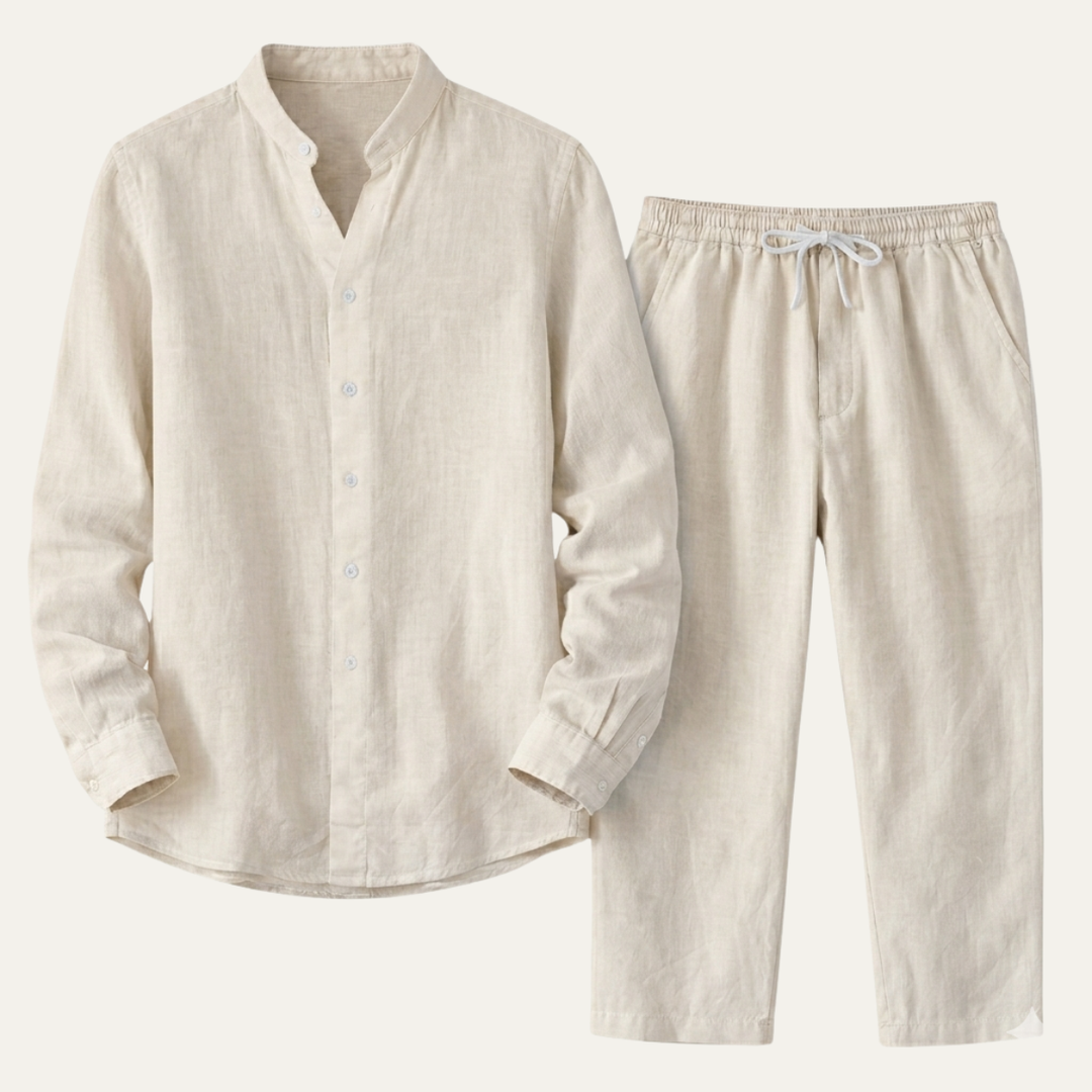 The Cedarbrook Men’s Trendy Cotton Linen Set –  Shirt & Pants