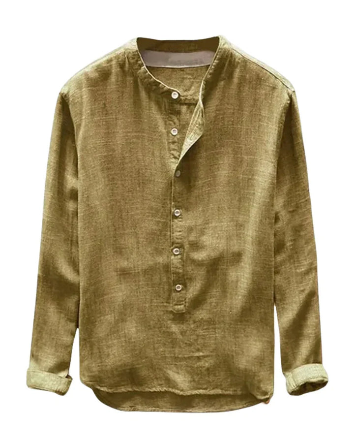 The Brooklyn Men's Vintage Collar Linen Henley Shirt