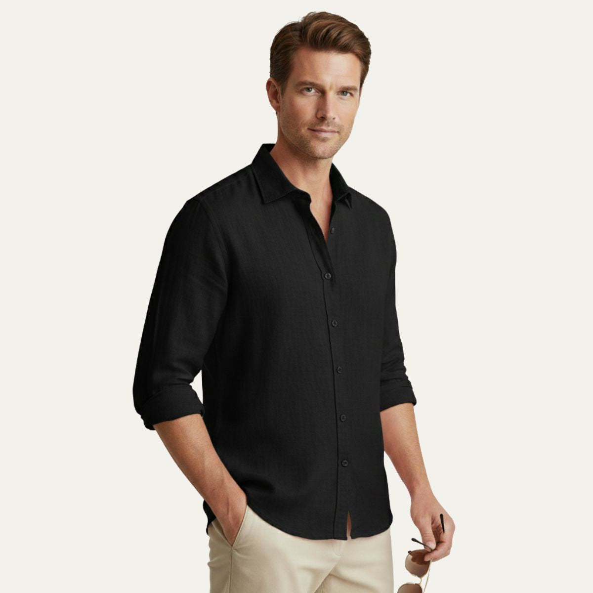 The Zurich Vintage Long Sleeve Linen Shirt for Men