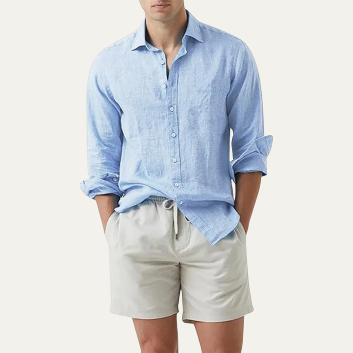 The Alberobello Men’s Solid Color Summer Linen Button Up Shirt