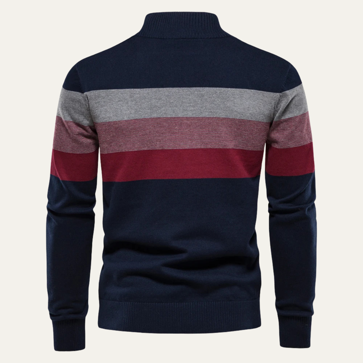 The Terracina Men’s Patchwork Zip Mock Neck Sweater
