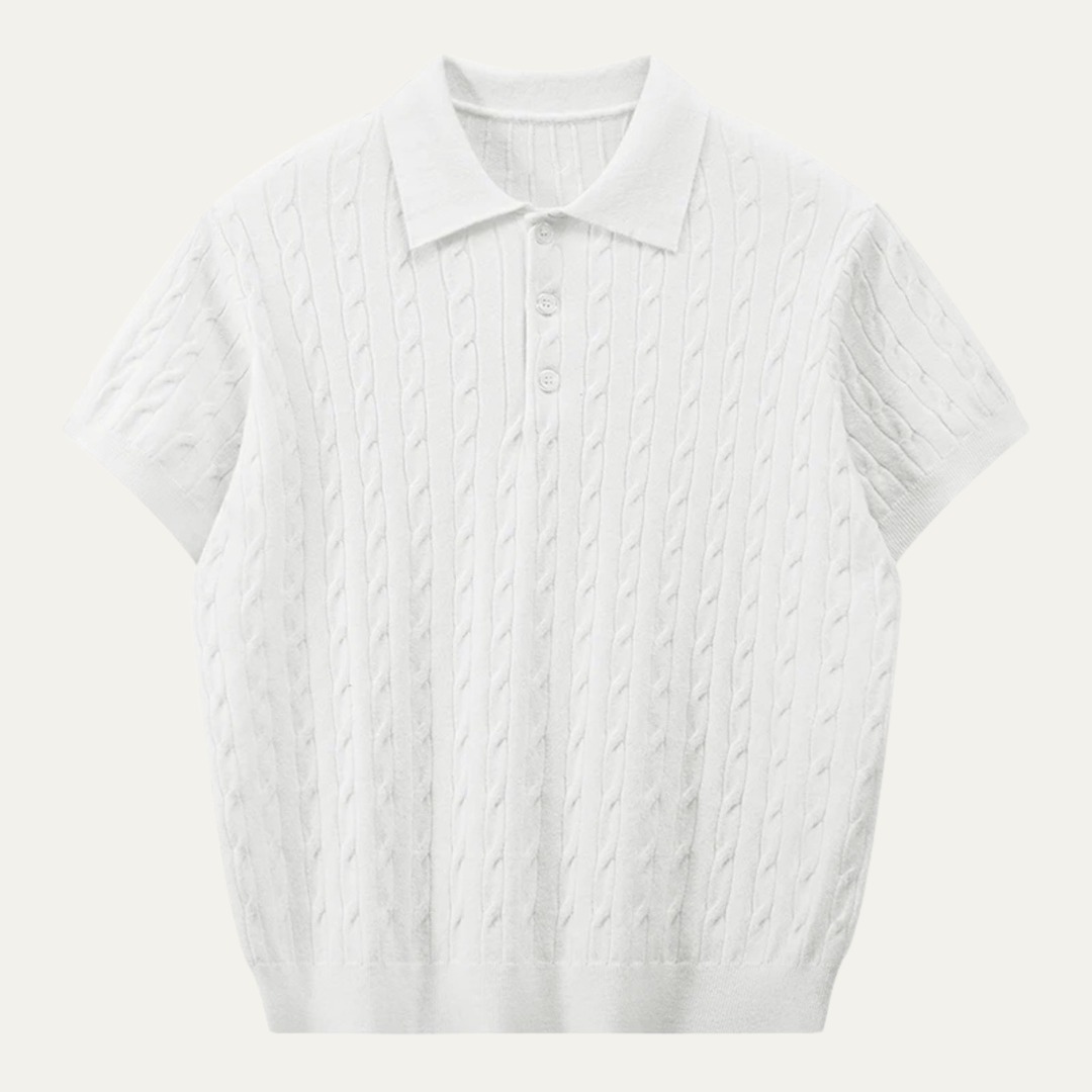 The Encino Men’s Cable Knit Polo Shirt