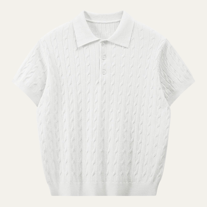 The Encino Men’s Cable Knit Polo Shirt