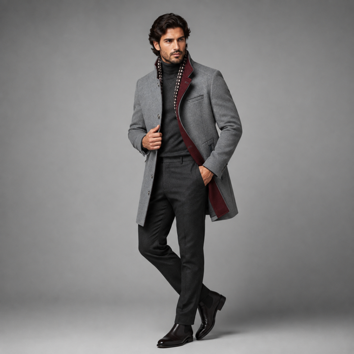 The Brookstone Men’s Elegant Classic Wool Coat with Quilted Lining
