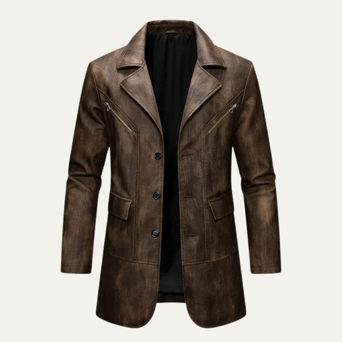 The Minturno Men’s Leather Single Breasted Vintage Jacket