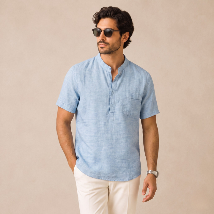 The Edinburgh Men’s Lightweight Cotton Linen Henley Shirt