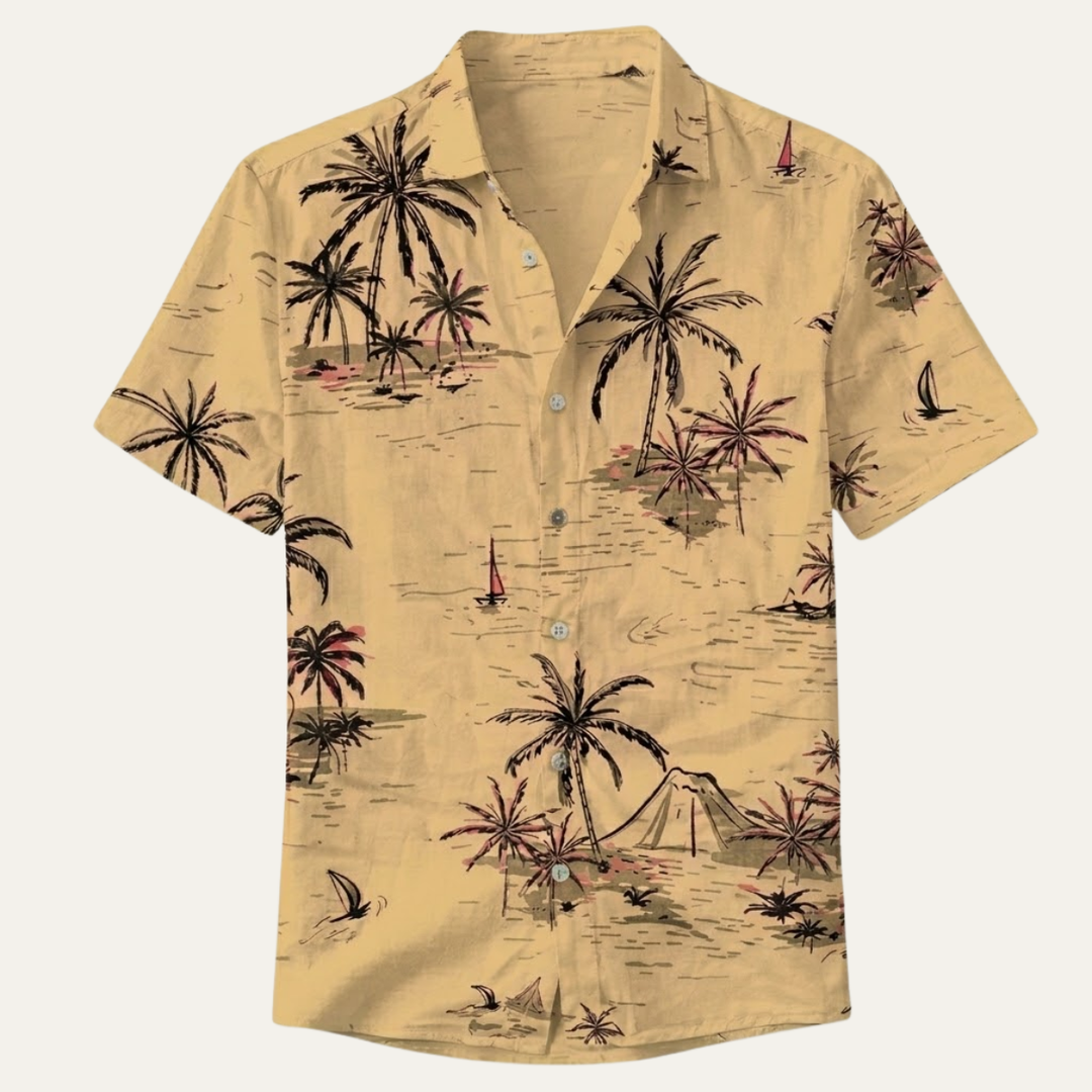 The Willowrun Men’s Classic Tropical Coconut Print Hawaiian Beach Shirt
